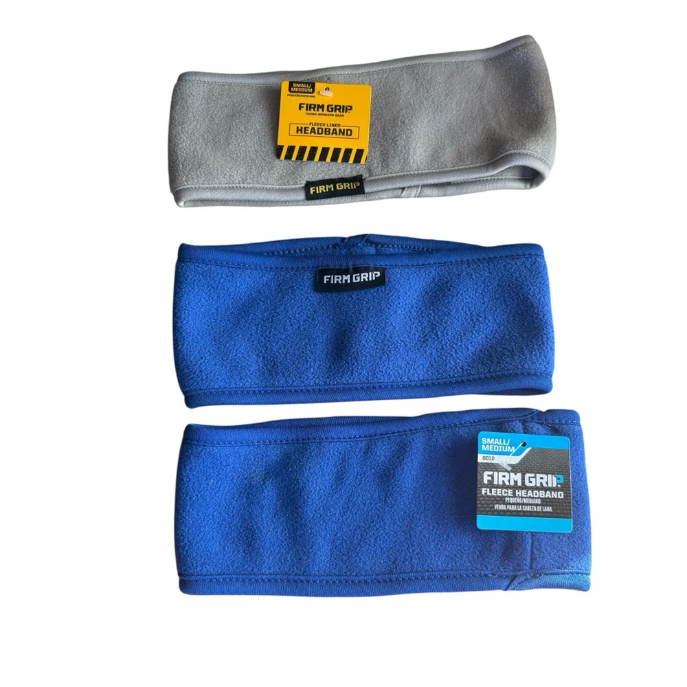 FIRM GRIP Fleece Headbands - Blue & Gray (3 Pack) Size Small/Medium — NWT!!!